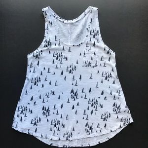 Merona: white scoop neck tank with navy sailboats